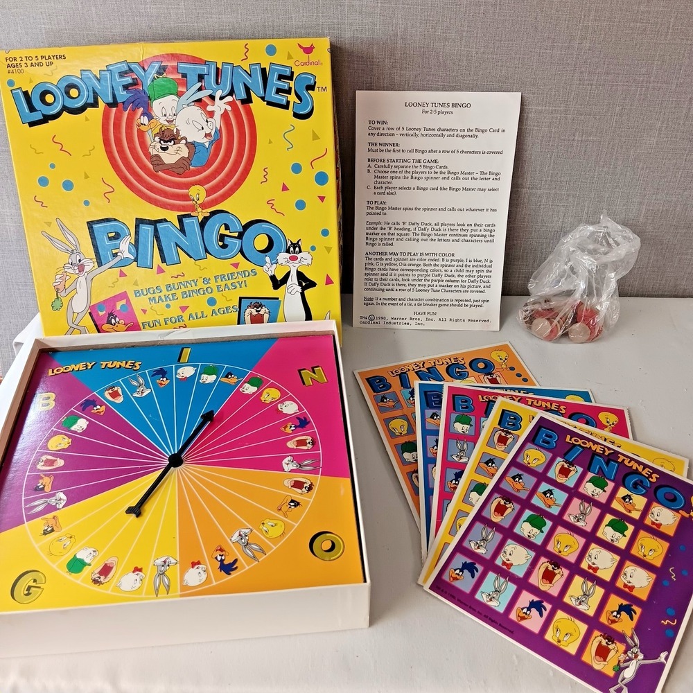 Cardinal Looney Tunes Bingo Game 1990 Vintage Board Game Retro‎ 90s Toy Cartoon